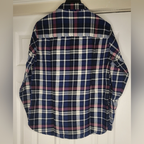 JACHS Girlfriend Navy and Magenta Plaid Button Down Shirt - Picture 2 of 5